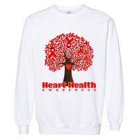 Heart Health Awareness Red Ribbon Heart Tree Garment-Dyed Sweatshirt