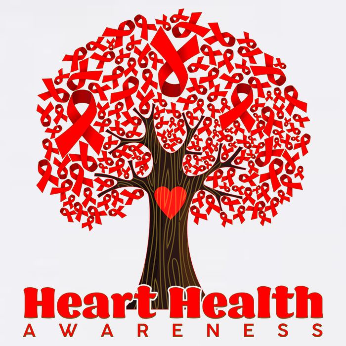 Heart Health Awareness Red Ribbon Heart Tree Garment-Dyed Sweatshirt
