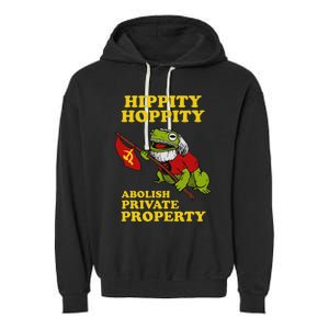 Hippity Hoppity Abolish Private Property Frog Meme Garment-Dyed Fleece Hoodie