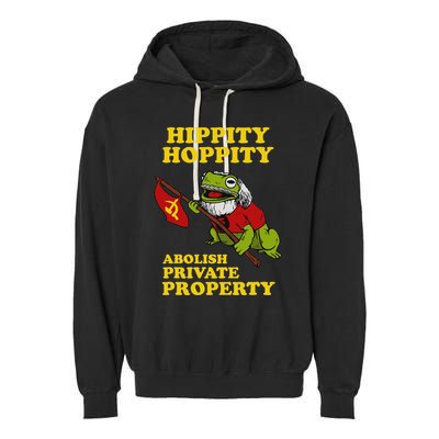 Hippity Hoppity Abolish Private Property Frog Meme Garment-Dyed Fleece Hoodie