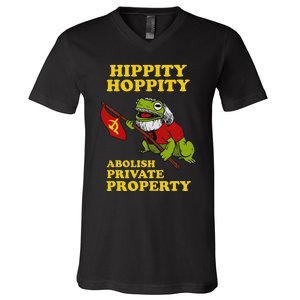 Hippity Hoppity Abolish Private Property Frog Meme V-Neck T-Shirt