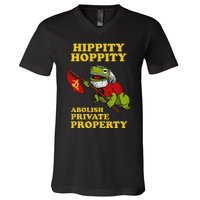 Hippity Hoppity Abolish Private Property Frog Meme V-Neck T-Shirt