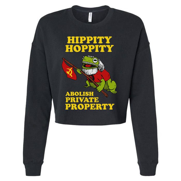 Hippity Hoppity Abolish Private Property Frog Meme Cropped Pullover Crew