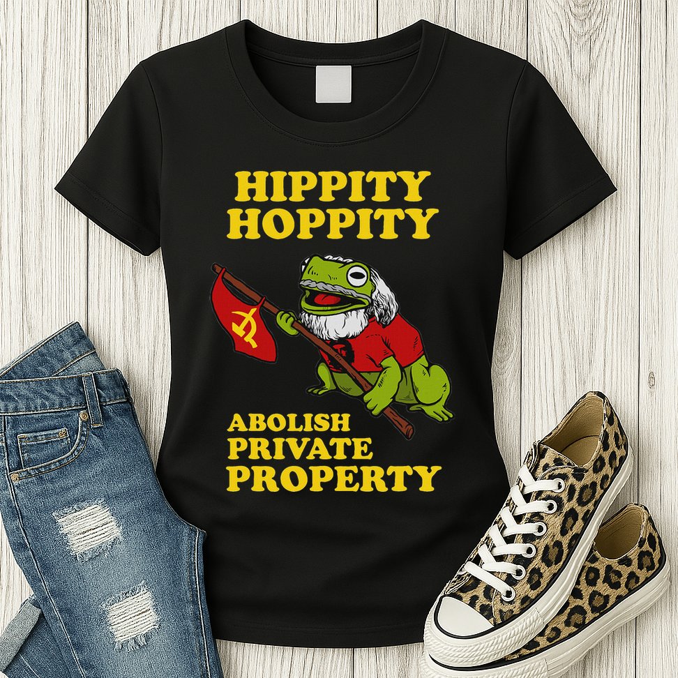 Hippity Hoppity Abolish Private Property Frog Meme Womens T-Shirt
