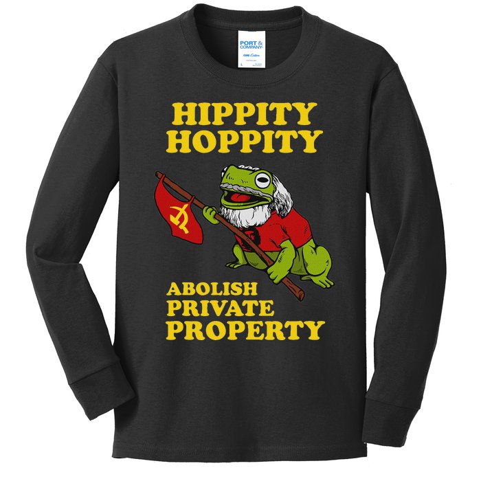 Hippity Hoppity Abolish Private Property Frog Meme Kids Long Sleeve Shirt