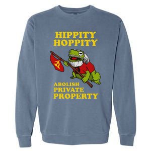 Hippity Hoppity Abolish Private Property Frog Meme Garment-Dyed Sweatshirt