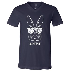 Hip Hop Artist Bunny Rabbit Graphic Funny Pun Easter V-Neck T-Shirt