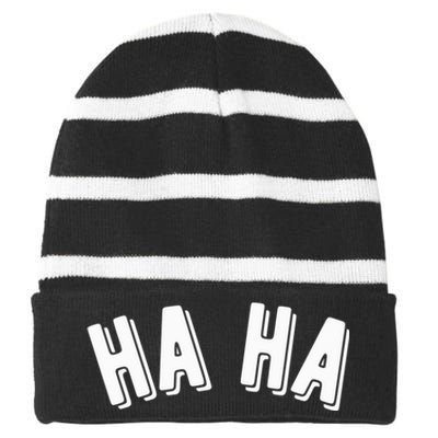 Haha Striped Beanie with Solid Band