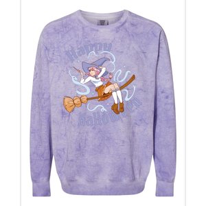 Happy Halloween Anime Witch Girl Colorblast Crewneck Sweatshirt