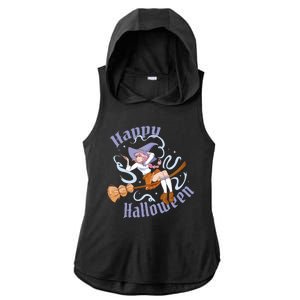 Happy Halloween Anime Witch Girl Ladies PosiCharge Tri-Blend Wicking Draft Hoodie Tank