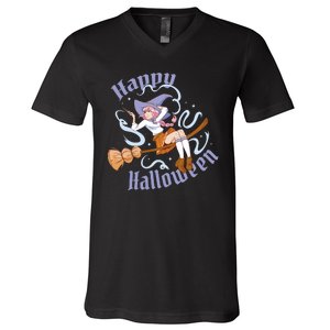 Happy Halloween Anime Witch Girl V-Neck T-Shirt