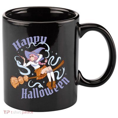 Happy Halloween Anime Witch Girl 11oz C Handle Ceramic Mug