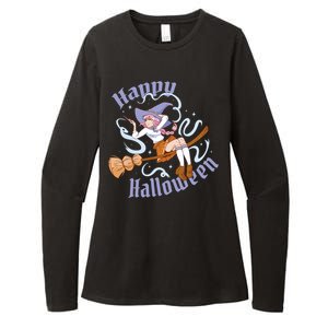 Happy Halloween Anime Witch Girl Womens CVC Long Sleeve Shirt