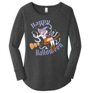 Happy Halloween Anime Witch Girl Women's Perfect Tri Tunic Long Sleeve Shirt