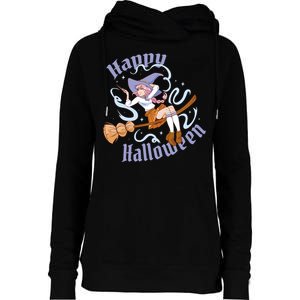 Happy Halloween Anime Witch Girl Womens Funnel Neck Pullover Hood