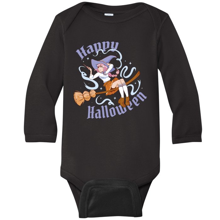 Happy Halloween Anime Witch Girl Baby Long Sleeve Bodysuit