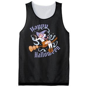 Happy Halloween Anime Witch Girl Mesh Reversible Basketball Jersey Tank