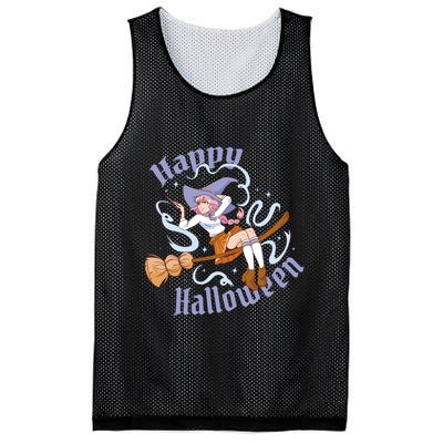 Happy Halloween Anime Witch Girl Mesh Reversible Basketball Jersey Tank