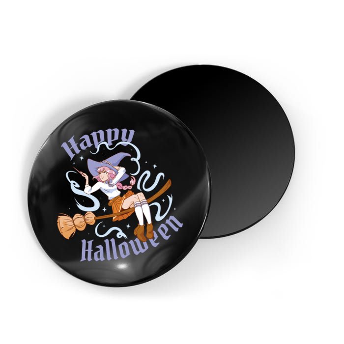 Happy Halloween Anime Witch Girl Magnet