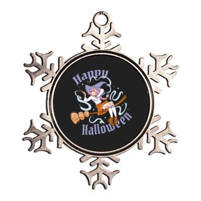 Happy Halloween Anime Witch Girl Metallic Star Ornament