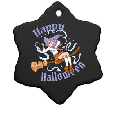 Happy Halloween Anime Witch Girl Ceramic Star Ornament