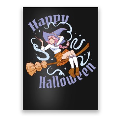 Happy Halloween Anime Witch Girl Poster