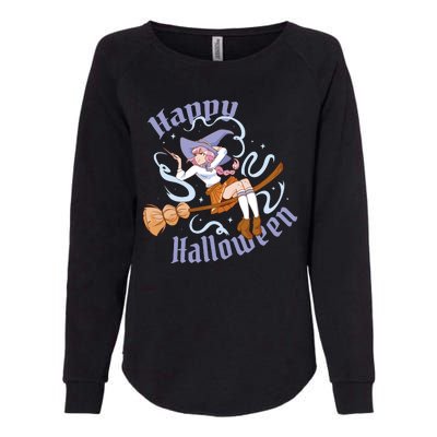 Happy Halloween Anime Witch Girl Womens California Wash Sweatshirt