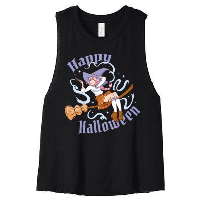 Happy Halloween Anime Witch Girl Women's Racerback Cropped Tank