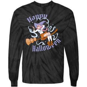 Happy Halloween Anime Witch Girl Tie-Dye Long Sleeve Shirt