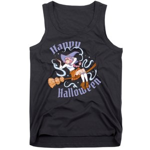 Happy Halloween Anime Witch Girl Tank Top