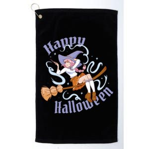 Happy Halloween Anime Witch Girl Platinum Collection Golf Towel