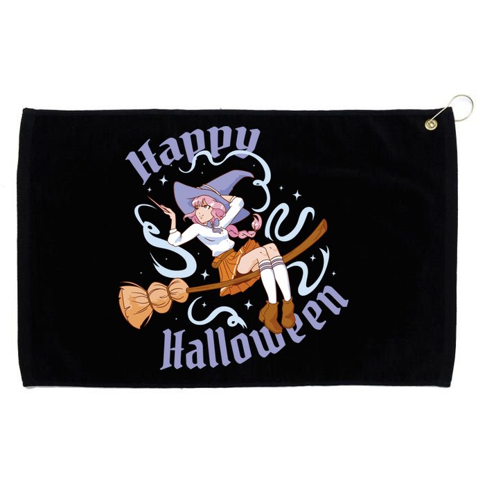 Happy Halloween Anime Witch Girl Grommeted Golf Towel