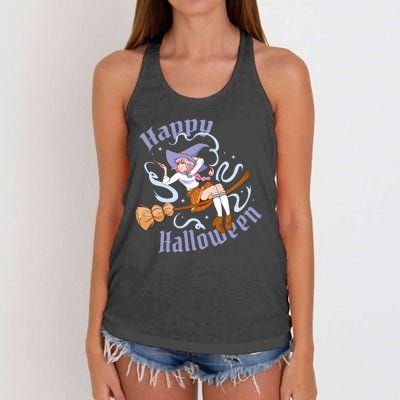 Happy Halloween Anime Witch Girl Women's Knotted Racerback Tank