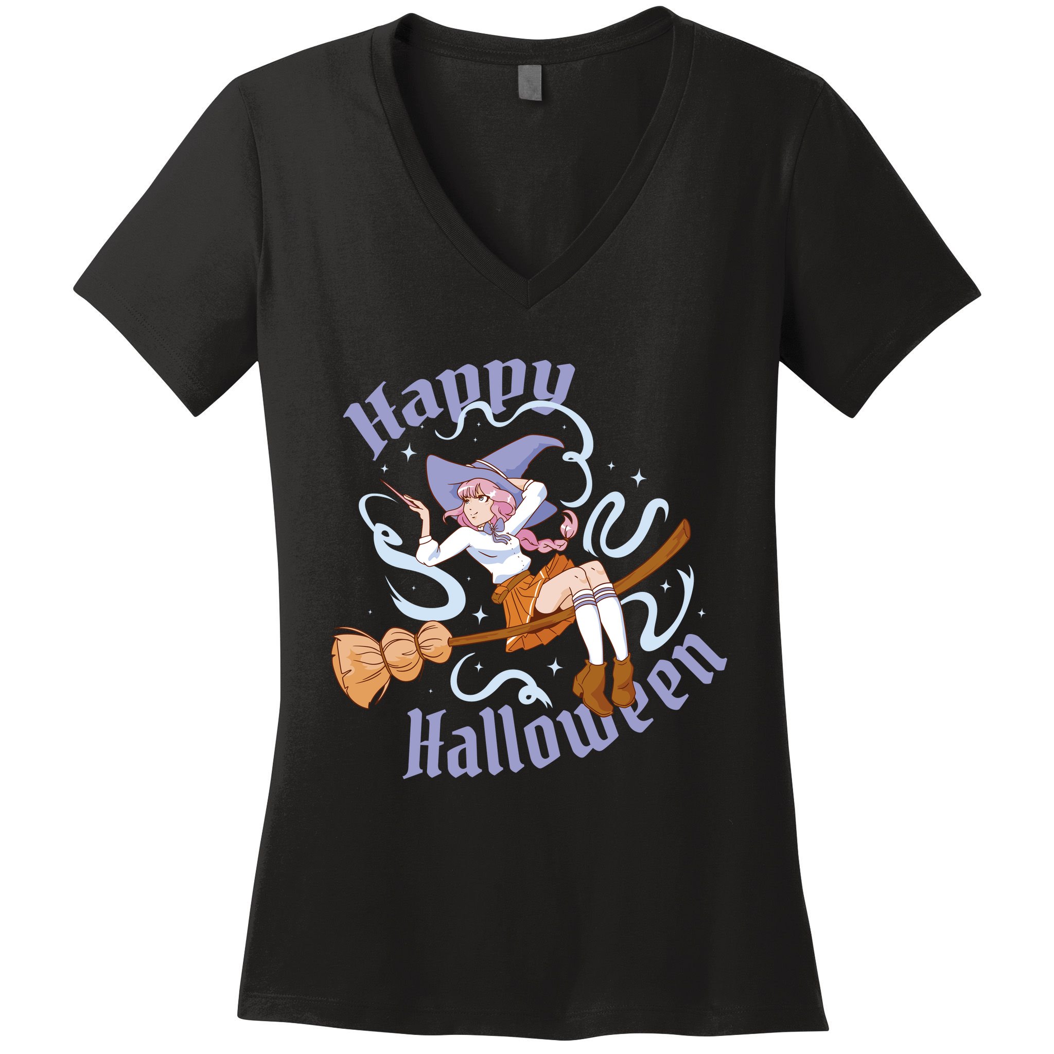 Happy Halloween Anime Witch Girl Women's V-Neck T-Shirt