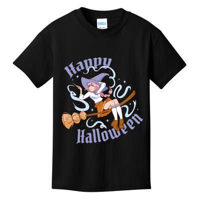 Happy Halloween Anime Witch Girl Kids T-Shirt