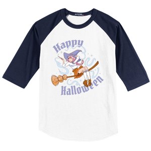 Happy Halloween Anime Witch Girl Baseball Sleeve Shirt