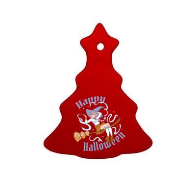 Happy Halloween Anime Witch Girl Ceramic Tree Ornament