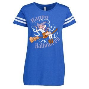 Happy Halloween Anime Witch Girl Enza Ladies Jersey Football T-Shirt