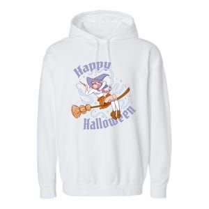 Happy Halloween Anime Witch Girl Garment-Dyed Fleece Hoodie