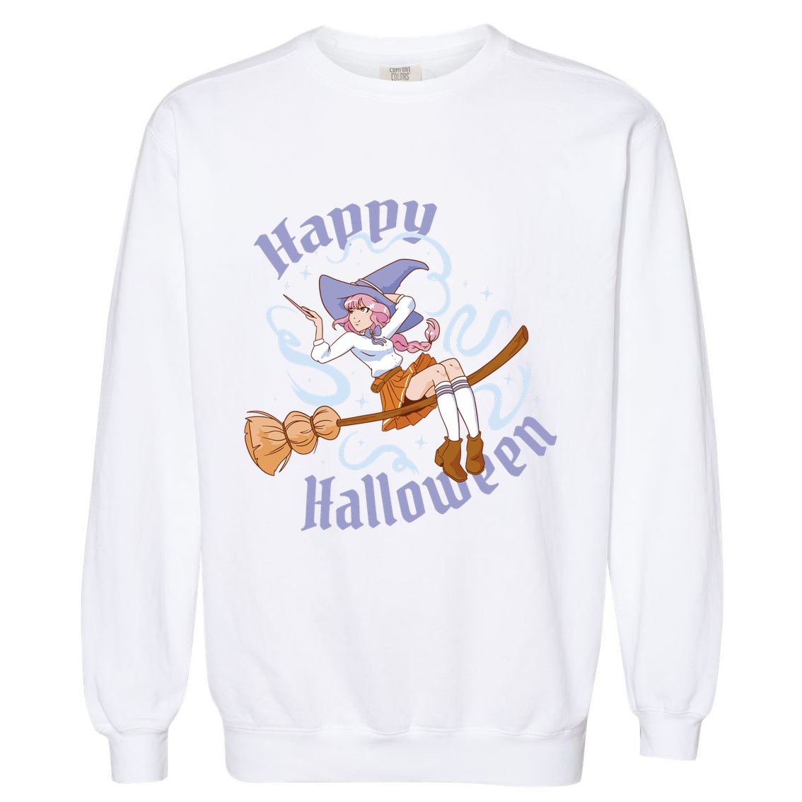 Happy Halloween Anime Witch Girl Garment-Dyed Sweatshirt