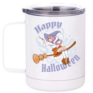 Happy Halloween Anime Witch Girl 12 oz Stainless Steel Tumbler Cup