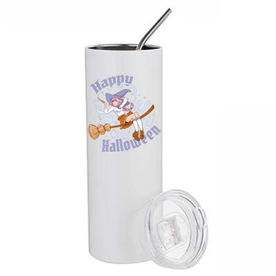 Happy Halloween Anime Witch Girl Stainless Steel Tumbler