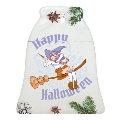 Happy Halloween Anime Witch Girl Ceramic Bell Ornament