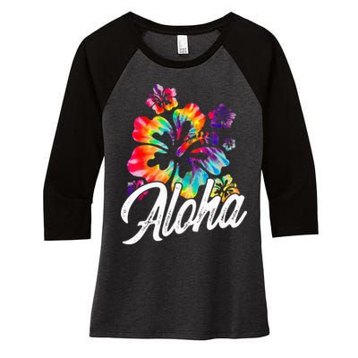 Hawaii Hawaiian Aloha Beaches Hibiscus Flowers Women's Tri-Blend 3/4-Sleeve Raglan Shirt