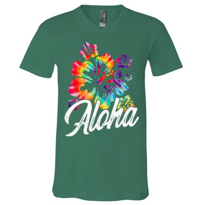 Hawaii Hawaiian Aloha Beaches Hibiscus Flowers V-Neck T-Shirt
