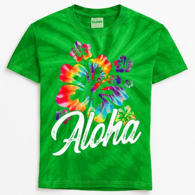 Hawaii Hawaiian Aloha Beaches Hibiscus Flowers Kids Tie-Dye T-Shirt