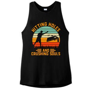 Hitting Holes And Crushing Souls Cornhole Ladies PosiCharge Tri-Blend Wicking Tank