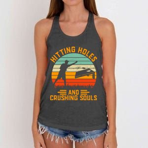 Hitting Holes And Crushing Souls Cornhole Women's Knotted Racerback Tank