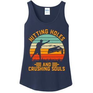 Hitting Holes And Crushing Souls Cornhole Ladies Essential Tank