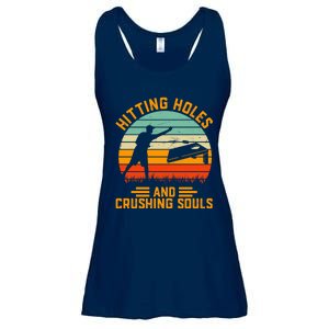 Hitting Holes And Crushing Souls Cornhole Ladies Essential Flowy Tank